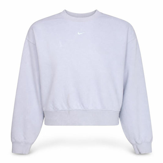 Front view of Nike Women's White Cropped Pullover Sweatshirt, size M, Cotton Blend