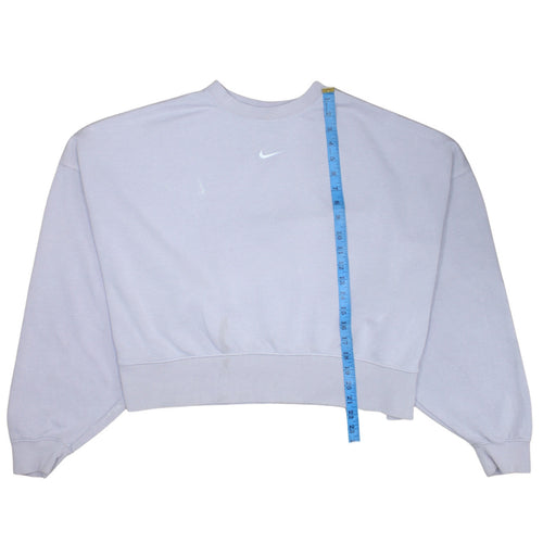 Nike Women's White Cropped Pullover Sweatshirt Size M Cotton Blend