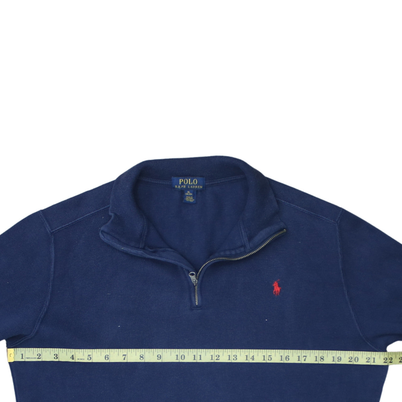 Polo Ralph Lauren Men's Blue Cotton 1/4 Zip Jumper XL