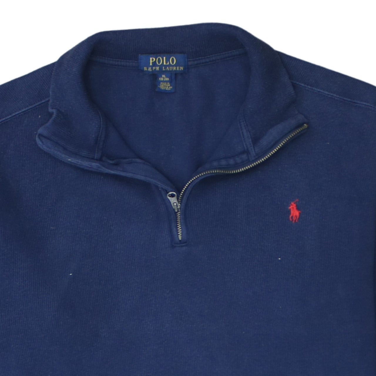 Polo Ralph Lauren Men's Blue Cotton 1/4 Zip Jumper XL