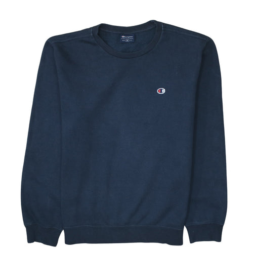 Champion Women Navy Blue Regular Fit Crew Neck Sweatshirt M