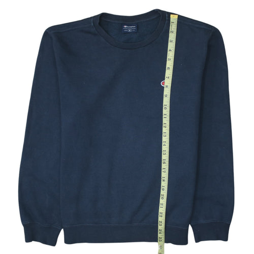Champion Women Navy Blue Regular Fit Crew Neck Sweatshirt M