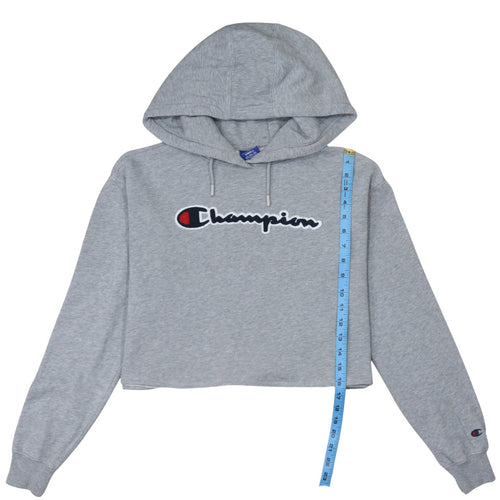 Champion Womens Grey Small Cropped Pullover Hoodie Sweatshirt