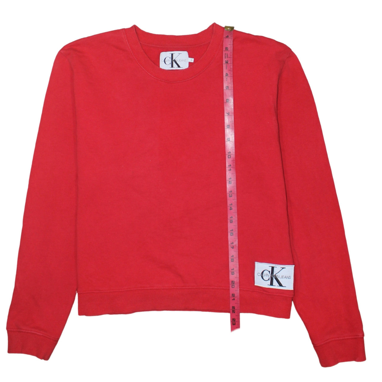 Calvin Klein Jeans Women's Red Cotton Crew Neck Sweatshirt Size L