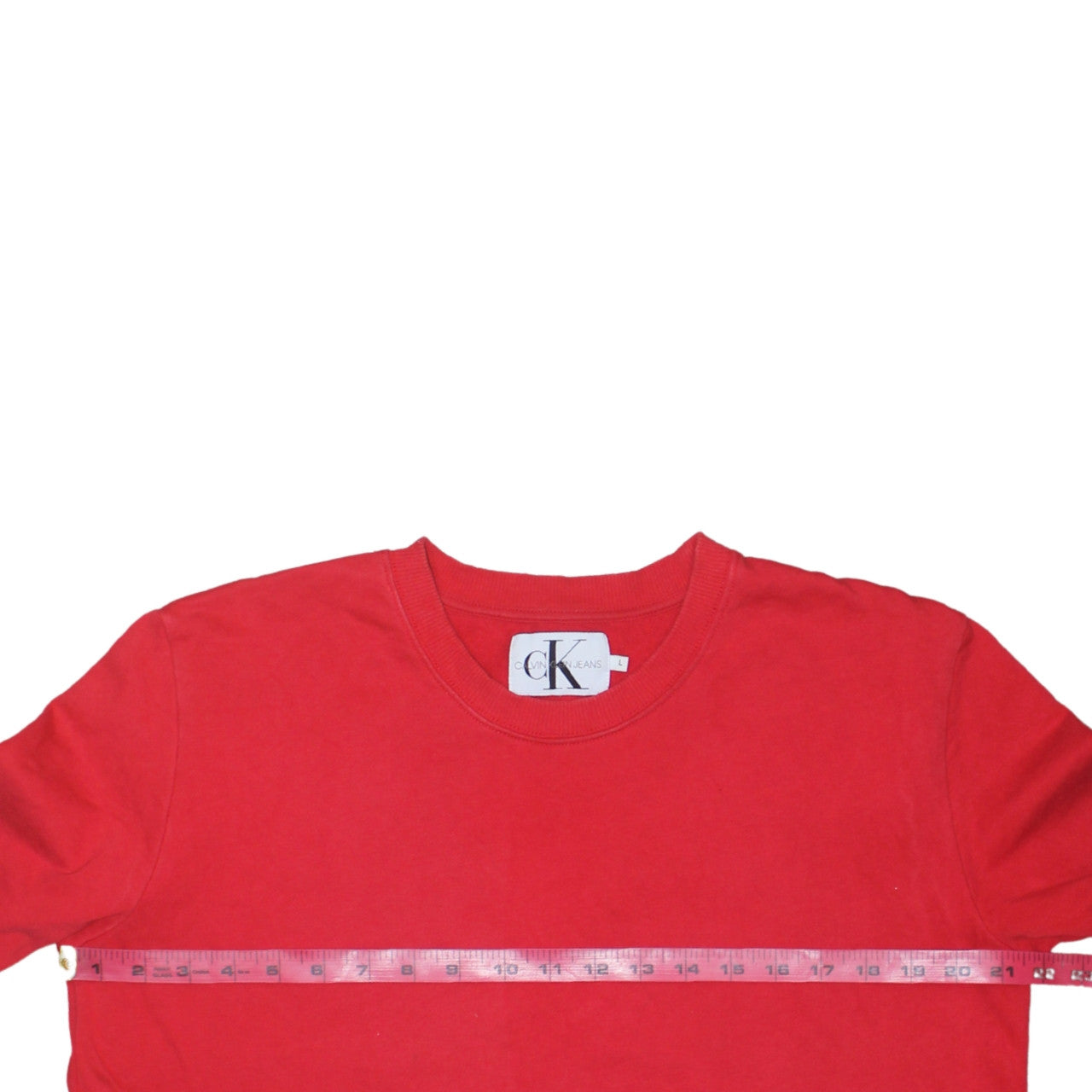 Calvin Klein Jeans Women's Red Cotton Crew Neck Sweatshirt Size L