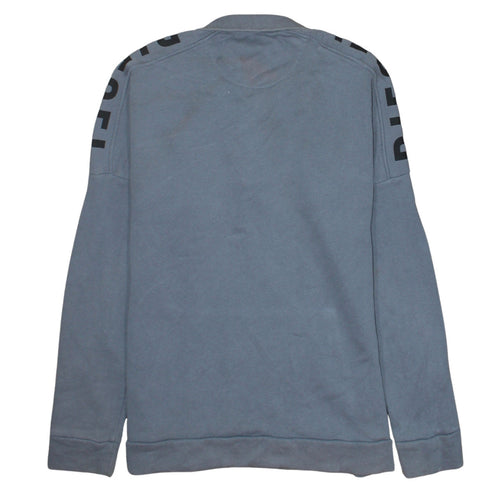 Diesel Mens Grey XL 1/4 Zip Fleece Sweatshirt Logo Pullover