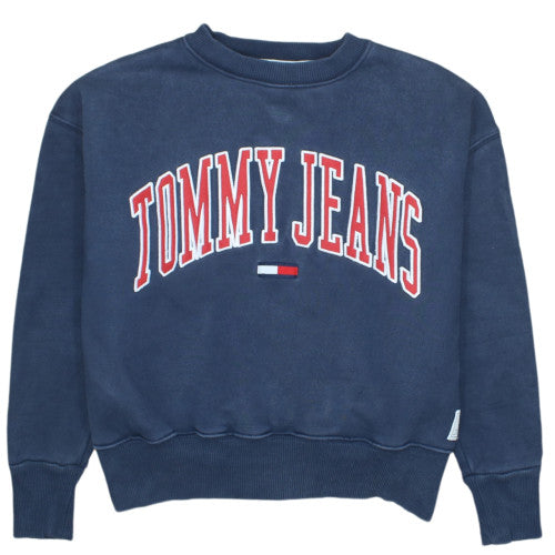 Tommy Jeans Women's Navy Blue XS Pullover Sweatshirt Logo Crew Neck