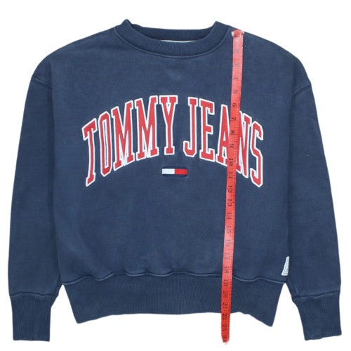 Tommy Jeans Women's Navy Blue XS Pullover Sweatshirt Logo Crew Neck