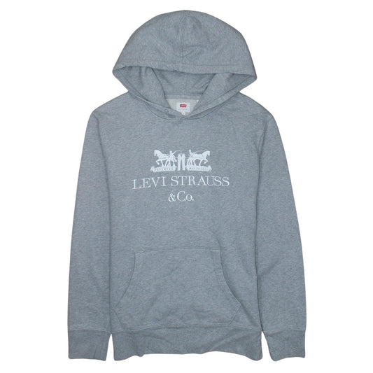 Levi's Men's Grey Pullover Hoodie Small Logo Fleece Sweatshirt