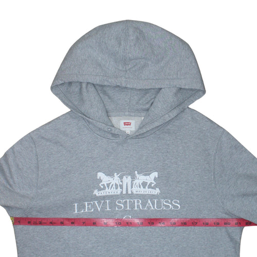Levi's Men's Grey Pullover Hoodie Small Logo Fleece Sweatshirt