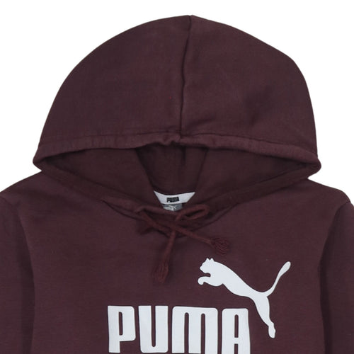 Puma Womens Brown Pullover Hoodie Size 12 Regular Fit Logo Sweatshirt