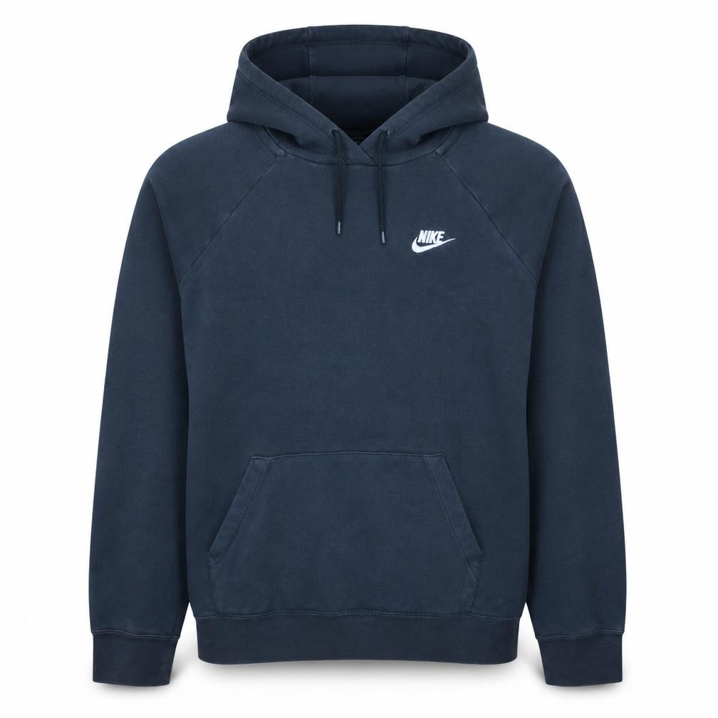 Front view of Nike Men's Black Pullover Hoodie L Regular Fit Fleece Sweatshirt