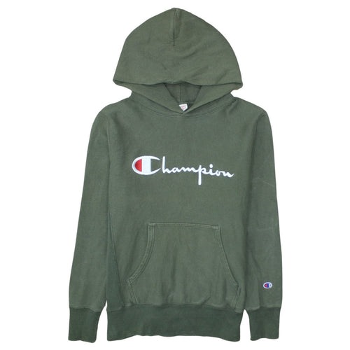 Champion Men's Green Pullover Hoodie Large Embroidered Logo