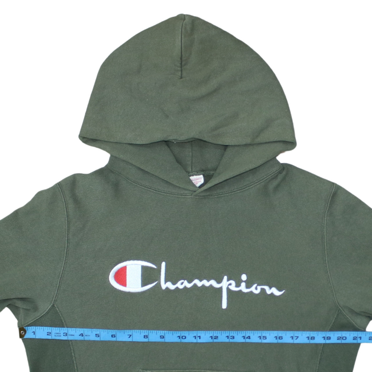 Champion Men's Green Pullover Hoodie Large Embroidered Logo