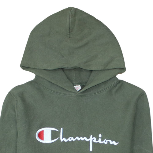 Champion Men's Green Pullover Hoodie Large Embroidered Logo