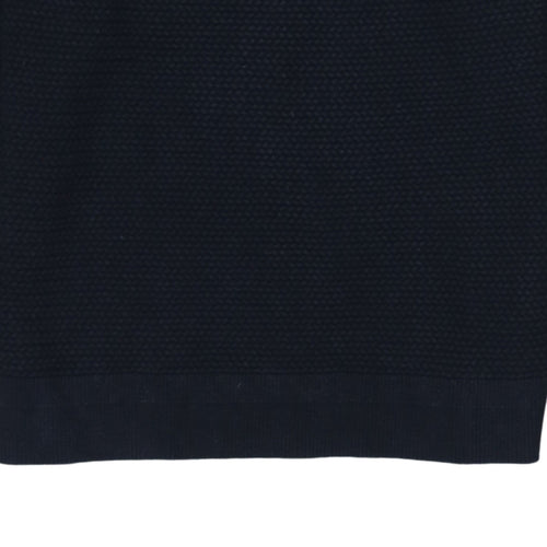 Tommy Hilfiger Men's Blue Cotton Crew Neck Waffle Knit Jumper L
