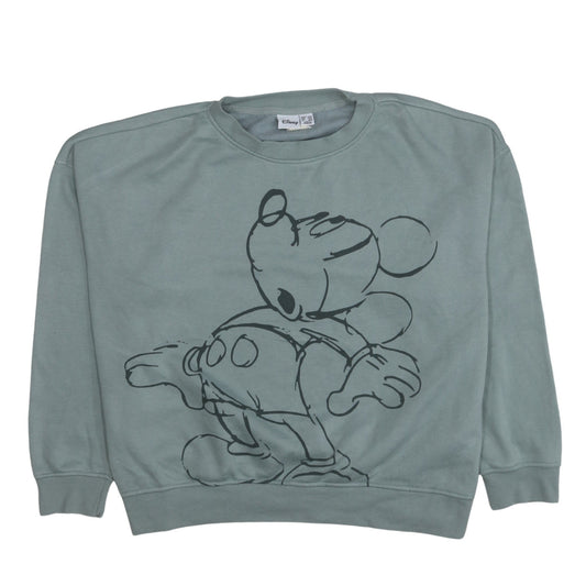 Disney Womens Green Mickey Mouse Pullover Sweatshirt Size L 14/16