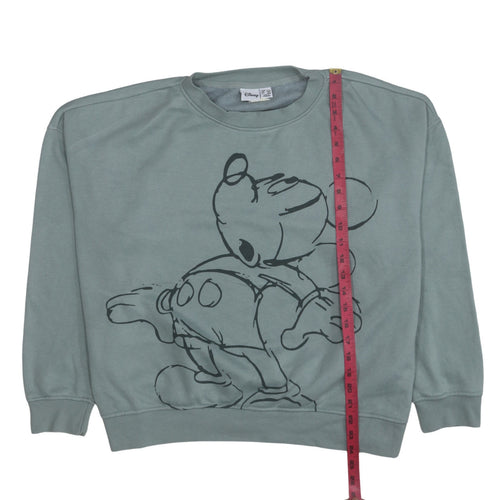 Disney Womens Green Mickey Mouse Pullover Sweatshirt Size L 14/16