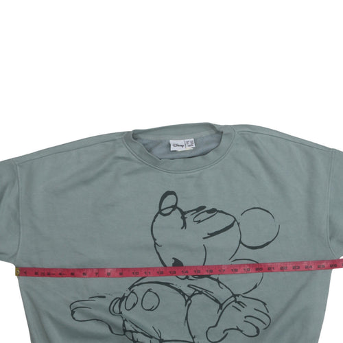 Disney Womens Green Mickey Mouse Pullover Sweatshirt Size L 14/16