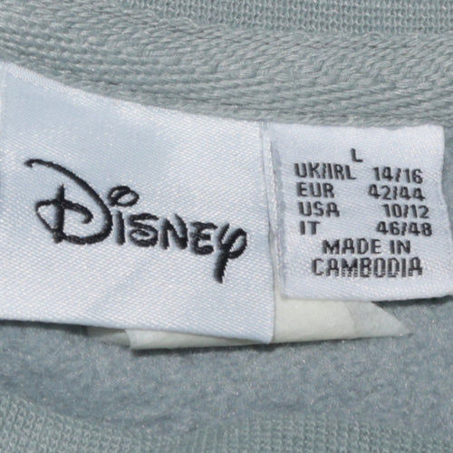 Disney Womens Green Mickey Mouse Pullover Sweatshirt Size L 14/16