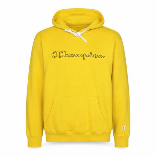 Champion Men's Yellow Pullover Hoodie Large Sports Fleece