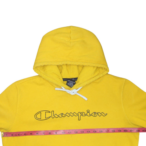 Champion Men's Yellow Pullover Hoodie Large Sports Fleece
