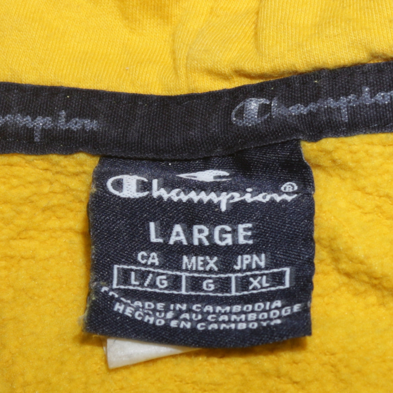 Champion Men's Yellow Pullover Hoodie Large Sports Fleece