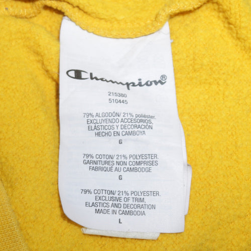 Champion Men's Yellow Pullover Hoodie Large Sports Fleece