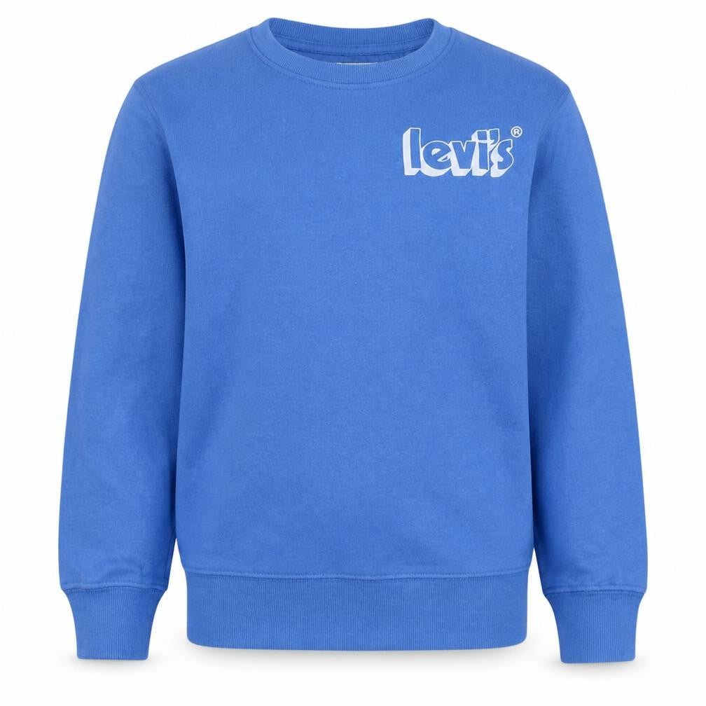 Front view of Levi's boys’ blue crew neck pullover sweatshirt, size 12, years