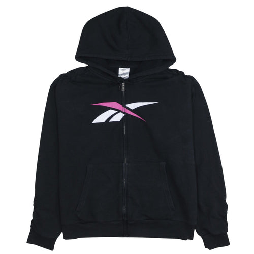Reebok Womens Black XL Full Zip Hoodie Sweatshirt with Logo