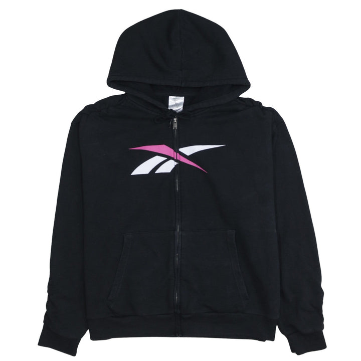 Reebok Womens Black XL Full Zip Hoodie Sweatshirt with Logo