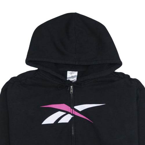 Reebok Womens Black XL Full Zip Hoodie Sweatshirt with Logo