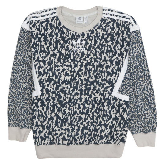 Adidas Originals Women's Blue Animal Print Sweatshirt Size 18 Crew Neck Casual