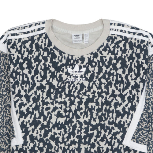 Adidas Originals Women's Blue Animal Print Sweatshirt Size 18 Crew Neck Casual