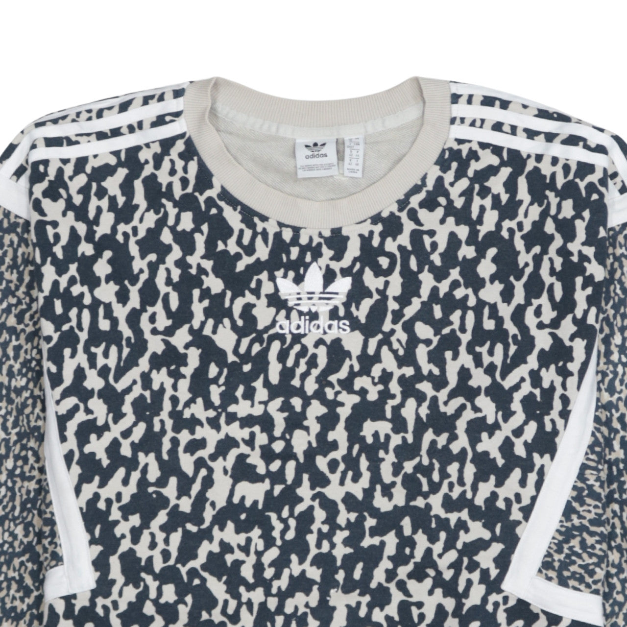 Adidas Originals Women's Blue Animal Print Sweatshirt Size 18 Crew Neck Casual