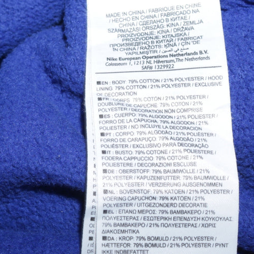 Nike Womens Blue Pullover Hoodie XL Cotton Blend Logo Front