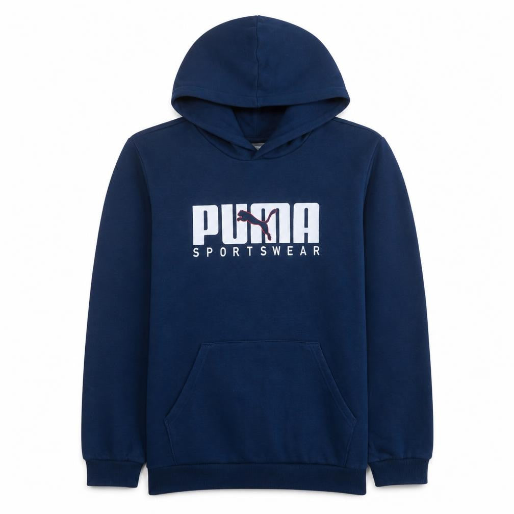 Puma Boys Blue Pullover Hoodie 15-16 Years Logo Fleece Sweatshirt