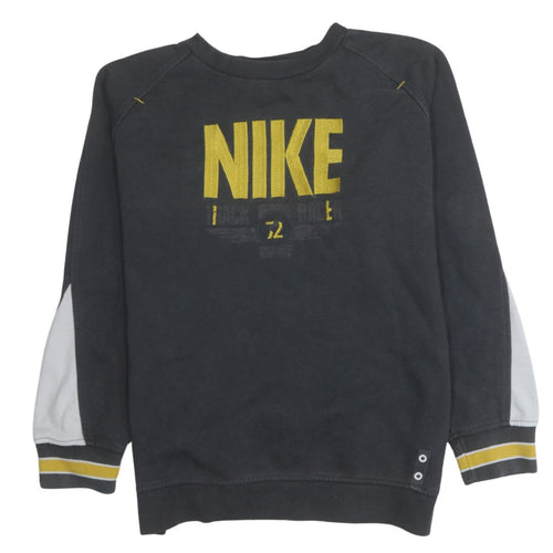 Nike Boys Black Yellow Logo Pullover Sweatshirt L 12-13 Years Cotton Blend