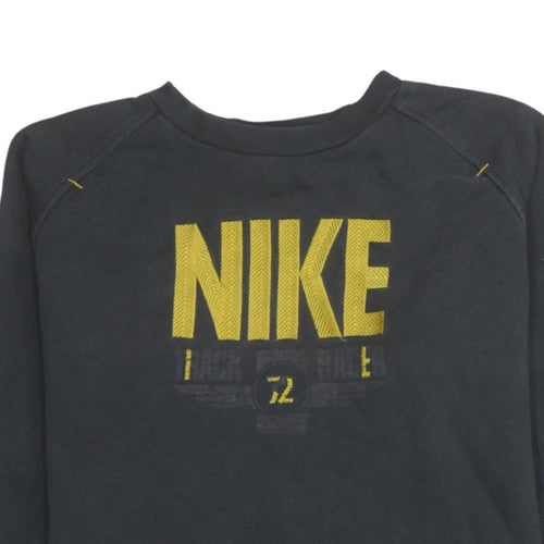 Nike Boys Black Yellow Logo Pullover Sweatshirt L 12-13 Years Cotton Blend