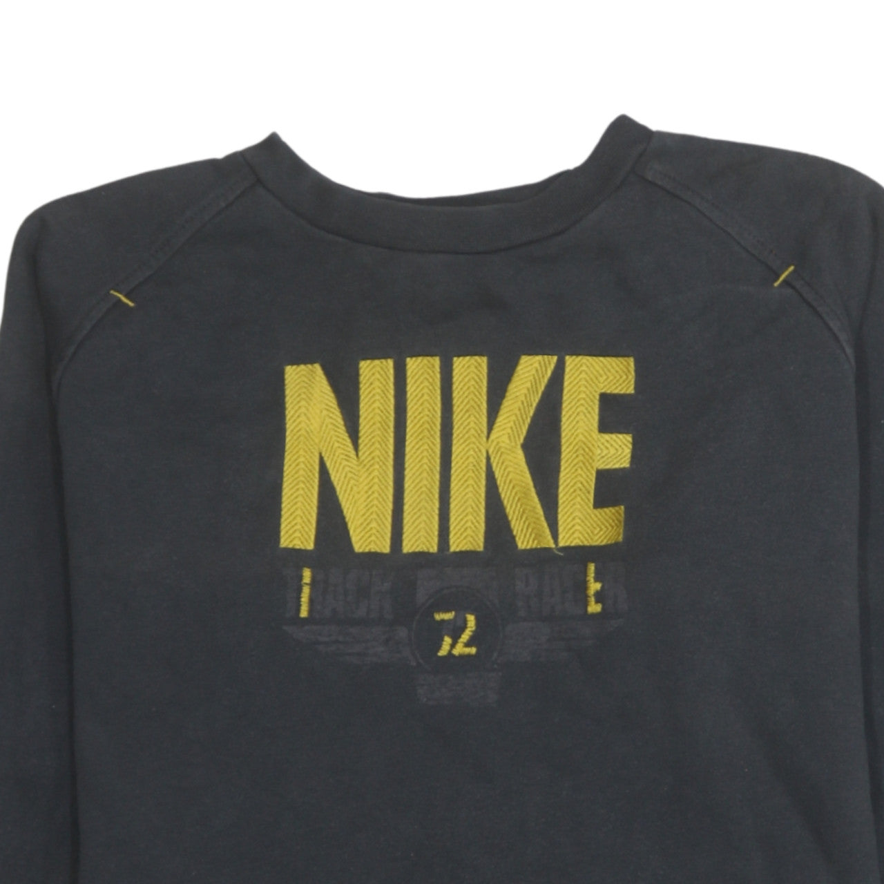 Nike Boys Black Yellow Logo Pullover Sweatshirt L 12-13 Years Cotton Blend