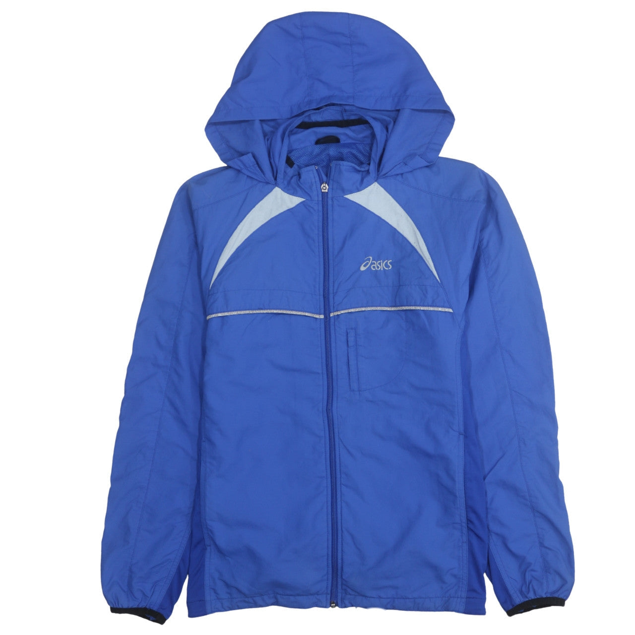 Asics Mens Blue Hooded Windbreaker Jacket Size M