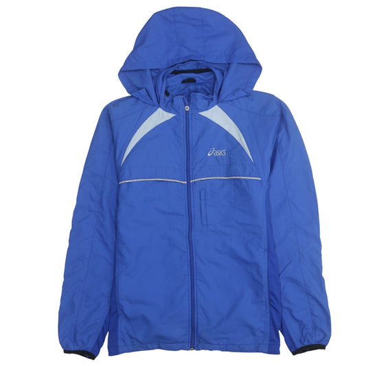 Asics Mens Blue Hooded Windbreaker Jacket Size M