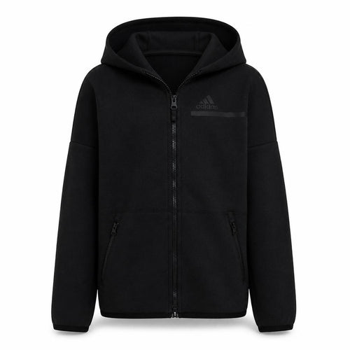 Adidas Boys Black Full Zip Hoodie 13-14 Years Regular Fit Fleece Sweatshirt