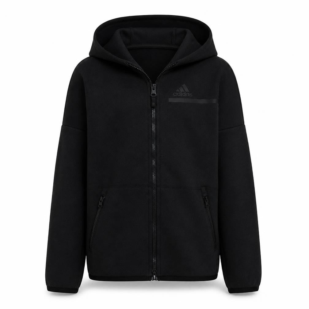Adidas Boys Black Full Zip Hoodie 13-14 Years Regular Fit Fleece Sweatshirt
