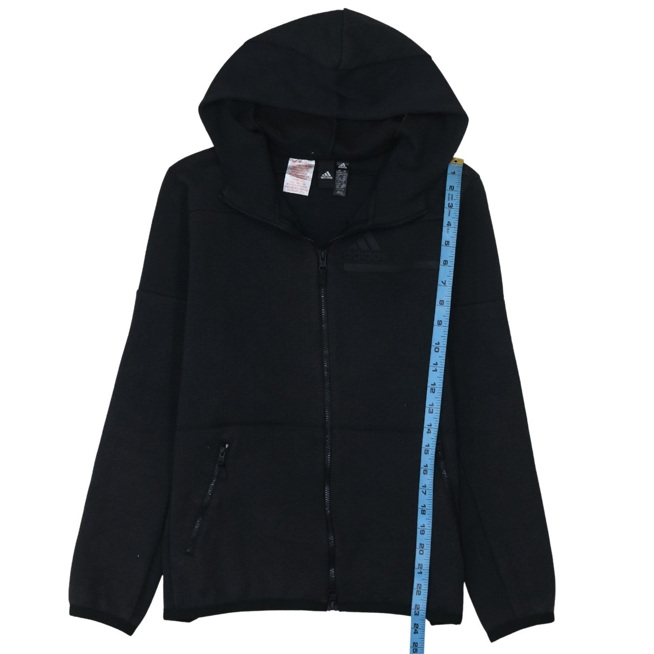 Adidas Boys Black Full Zip Hoodie 13-14 Years Regular Fit Fleece Sweatshirt