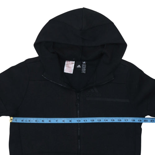 Adidas Boys Black Full Zip Hoodie 13-14 Years Regular Fit Fleece Sweatshirt