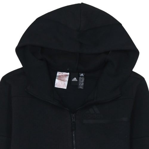 Adidas Boys Black Full Zip Hoodie 13-14 Years Regular Fit Fleece Sweatshirt