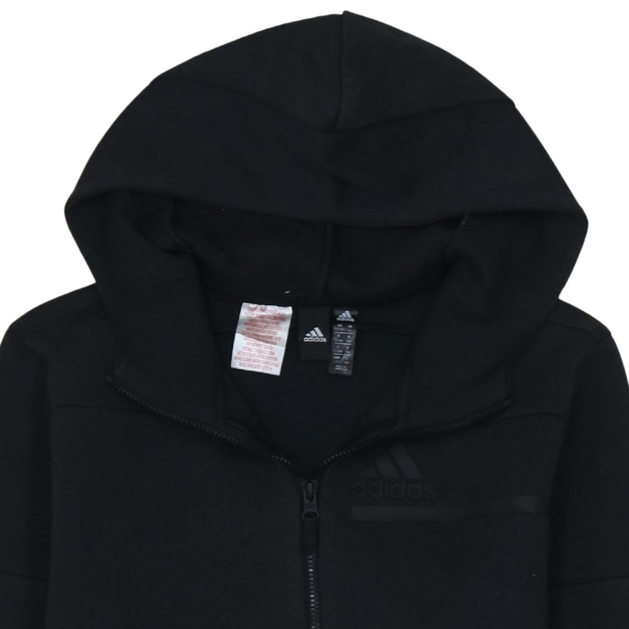 Adidas Boys Black Full Zip Hoodie 13-14 Years Regular Fit Fleece Sweatshirt
