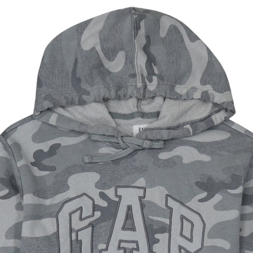 GAP Men's Grey Camouflage Pullover Hoodie Small Cotton Blend