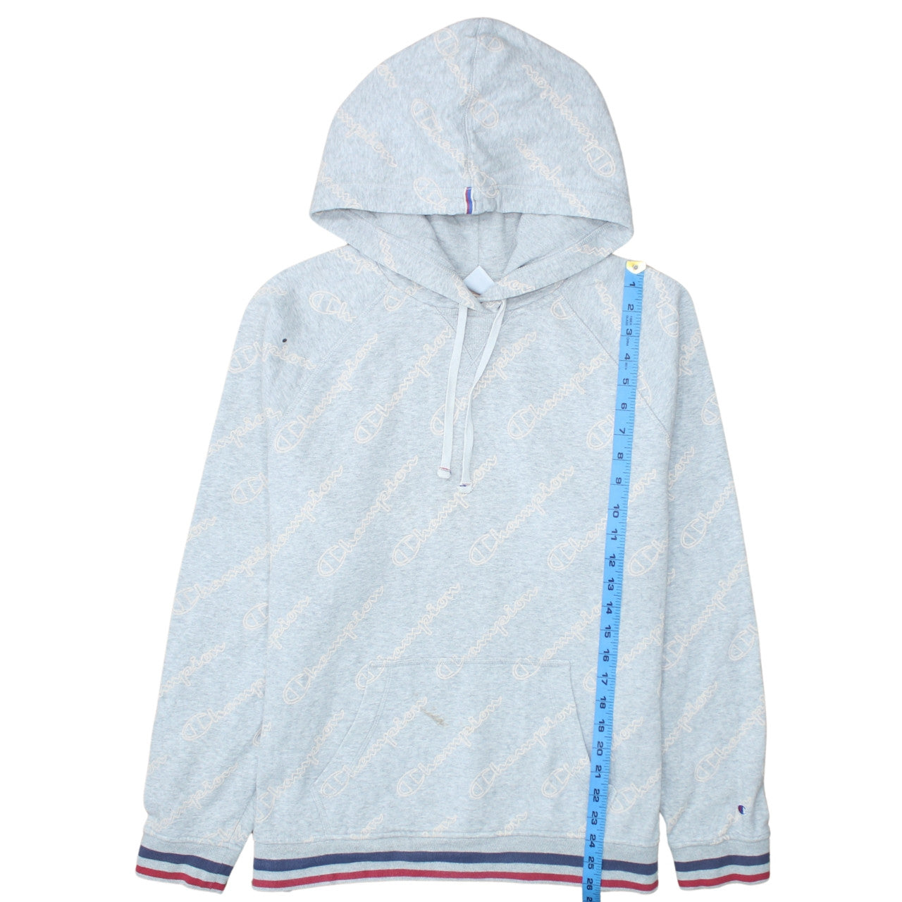 Champion Women Grey XL Pullover Hoodie with Logo Print